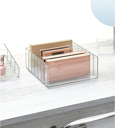Miniatura 3 de iDesign 42870 Clarity - Organizador de paleta de maquillaje ancho dividido de plástico sin BPA, 8.1 x 8.1 x 3.7 pulgadas