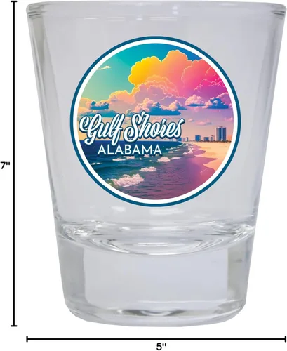Miniatura 3 de Gulf Shores Alabama Souvenir - Vaso de chupito redondo de 1.5 onzas, transparente A