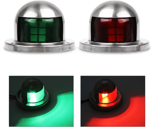Miniatura 8 de Acelane Un par de luces LED de navegación, luces rojas y verdes, luces marinas de señalización de vela de acero inoxidable de 12 V, puerto lateral
