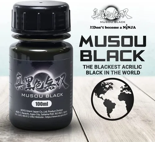 Miniatura 2 de Musou Black, Pintura acrílica negra mundial más negra, 100 ml x 2 unidades, 3.38 fl oz (paquete de 2)