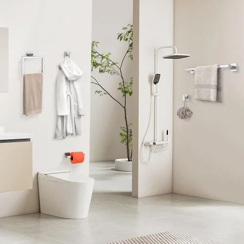 Miniatura 9 de YACVCL Juego de barras para toallas, juego de herrajes para baño de 5 piezas níquel cepillado accesorios de baño, juego de soportes para toalleros