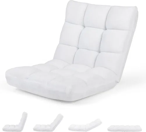 Miniatura 16 de S AFSTAR Silla reclinable acolchada ajustable de 14 posiciones con cómodo soporte de espalda y funda agradable a la piel, ideal para leer, jugar
