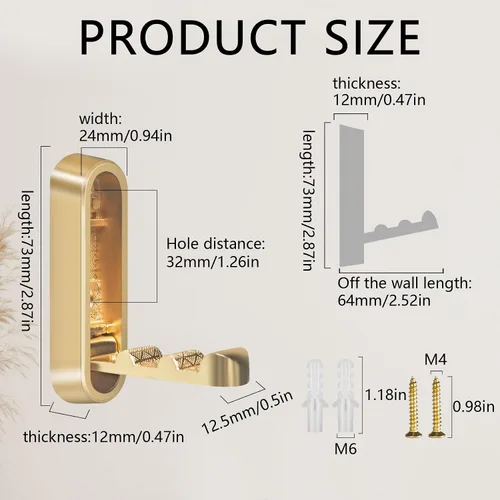 Miniatura 9 de 4 piezas de ganchos de pared dorados plegables, ganchos de pared plegables de aleación de zinc resistentes, ganchos de abrigo ocultos plegables
