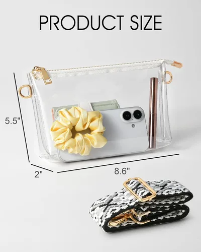 Miniatura 3 de Bolso transparente para mujer, pequeña bolsa transparente para eventos de estadio, bolso cruzado para conciertos, fiestas, fanáticos