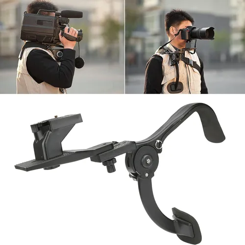 Miniatura 4 de Soporte de hombro para cámara DSLR, estabilizador de amortiguador negro para fotografía de video profesional, mango de agarre cómodo con sistema