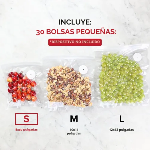 Miniatura 2 de Chef Preserve Bolsas reutilizables selladoras al vacío para alimentos, 30 bolsas pequeñas sin BPA (8 x 10 pulgadas), para almacenamiento