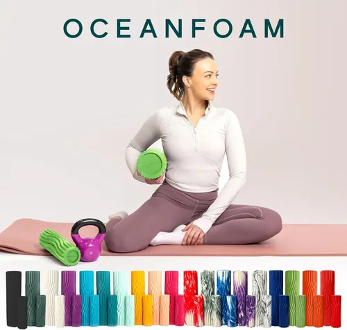Miniatura 9 de Oceanfoam Ripple - Rodillo de espuma de viaje (11 x 3.35 pulgadas), mini rodillo de espuma firme para terapia física, masaje de tejido profundo