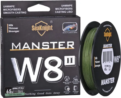 Miniatura 11 de SeaKnight W8 II 8 hebras trenzadas líneas 164 yardas/328 yardas/547 yardas de polietileno liso trenzado multifilamento líneas de pesca de carpas