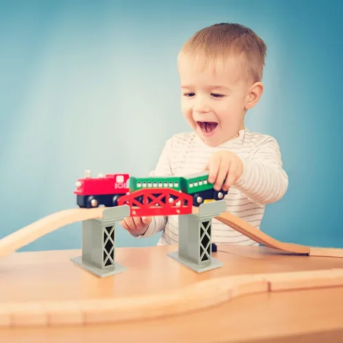 Miniatura 6 de 6 piezas de puente de tren, pilar de vía, accesorios de ferrocarril de varios niveles, soportes elevados, bloques de alto nivel, compatibles