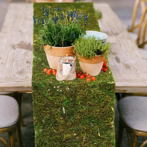Miniatura 5 de Jutom Camino de mesa de musgo seco preservado, rollo de musgo verde artificial para decoración de mesa, jardines de hadas, bodas, manualidades