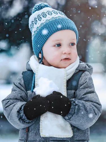 Miniatura 4 de Boao 5 pares de guantes de punto elásticos para niños y niñas, guantes cálidos de invierno para niños y niñas