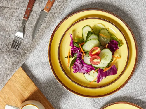 Miniatura 3 de Platos de cena de porcelana ONEMORE de 8.5 pulgadas, platos de postre y ensalada de cerámica con salpicaduras, juego de 4 platos para servir, aptos