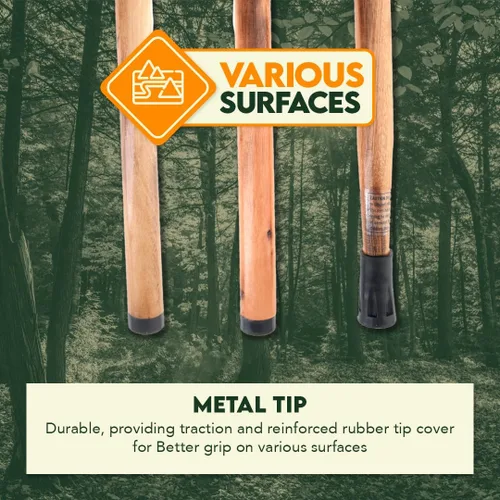 Miniatura 5 de SE 3 piezas de 55" bastón de madera de pino desmontable para caminar/senderismo con punta de metal, punta de goma reforzada y bolsa de viaje