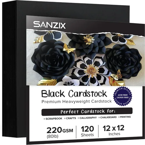 Miniatura 9 de SANZIX 30 hojas de papel de cartulina negra de 8.5 x 11 pulgadas, 80 libras/216 GSM, papel de impresora pesado para tarjetas de bricolaje, álbumes