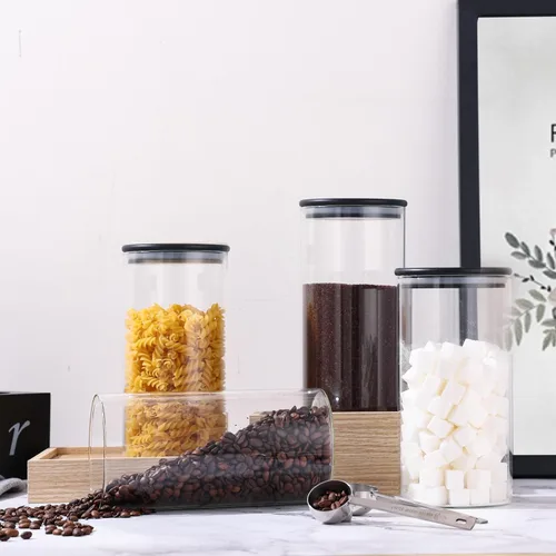 Miniatura 8 de ZOMUIA Contenedores de Café de Vidrio Herméticos Frascos de Almacenamiento de Granos de Café con Estante, 3 Piezas 44oz Organizador de Estación
