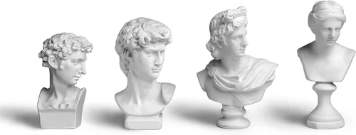 TRANSGOOD Juego de 4 esculturas y estatuas de resina griega de busto de 2.7 pulgadas, decoración del hogar, mini estatuas decorativas para estantes,