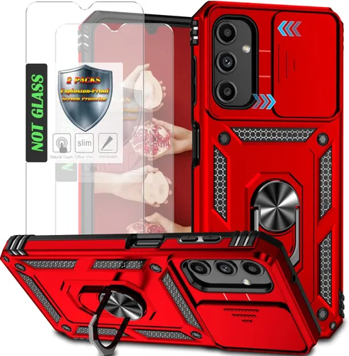 Miniatura 21 de Funda para Galaxy A26 con cubierta para lente de cámara, protector de pantalla HD, protección contra caídas de grado militar, soporte de anillo