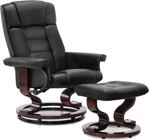 MCombo - Sillón reclinable manual giratorio con otomana, juego de silla y otomana para autocaravana espacios pequeños, sala de estar, dormitorio,