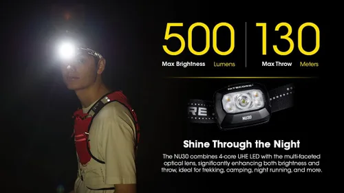 Miniatura 6 de Nitecore NU30 Linterna frontal LED recargable de 500 lúmenes con haces blancos y rojos