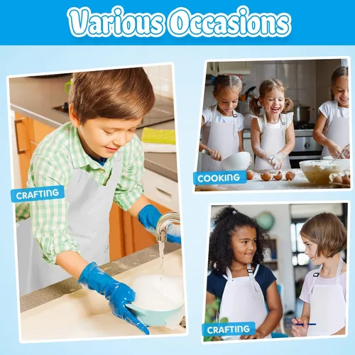 Miniatura 7 de Handepo 30 Pcs Children Artists Aprons Adjustable Chef Apron Kids Painting Aprons for Cooking Kitchen Grilling Painting