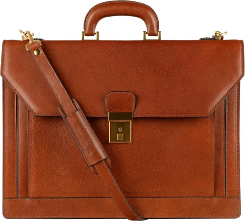 Time Resistance Maletín de cuero - Bolsa italiana hecha a mano para laptop - Bolsa de trabajo para hombres y mujeres - Adjunta - Bolsa para