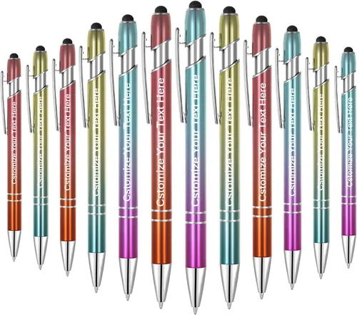 Miniatura 10 de Kingluu Hasta 500 bolígrafos personalizados a granel, bolígrafos personalizados con lápiz capacitivo, bolígrafo personalizado de tinta negra con tu