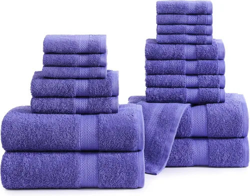 Miniatura 14 de LANE LINEN - Juego de toallas de baño, 18 piezas, 100% algodón, tamaño grande, 4 toallas de baño, 6 toallas de mano, 8 toallas pequeñas, para spa