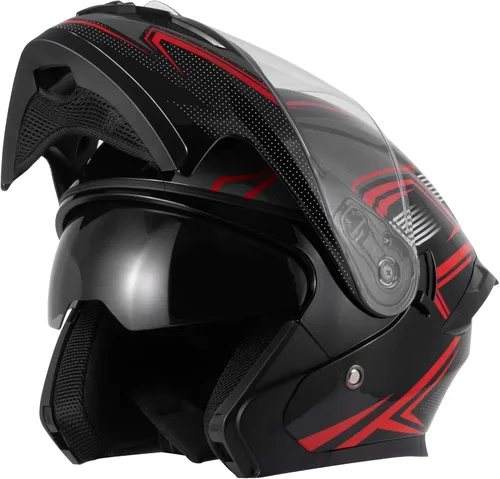 Miniatura 7 de CUTEY Casco modular de motocicleta de cara completa con certificación DOT, diseño abatible con doble visera para adultos, hombres y mujeres