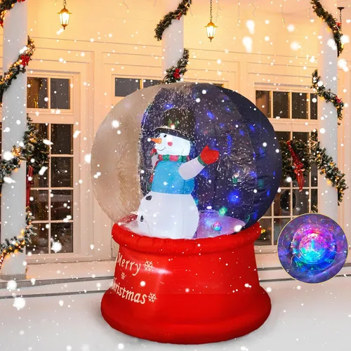 Miniatura 8 de Beyond Your Thoughts Globo de nieve inflable de Navidad de 6 pies con muñeco de nieve de música, soplador de aire con luz LED brillante, decoración