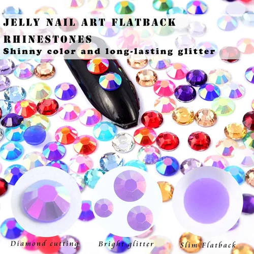 Miniatura 9 de 22800 diamantes de imitación de gelatina para arte de uñas, diamantes de imitación con parte trasera plana, color morado, brillantes a granel, gemas