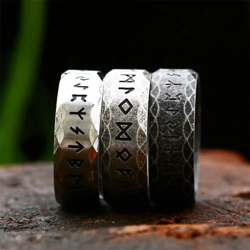 Miniatura 4 de Anillos vikingos de acero inoxidable con runas vikingas nórdicas nórdicas, anillo de boda para hombres y mujeres, regalos de joyería