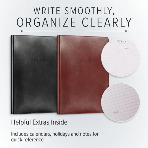 Miniatura 3 de Gallery Leather Daily Planner 2027, Elegantly Bound Daily Calendar Planner and Notebook with Stylish Gold-Gilded Page Edges, 12 Months - 2027