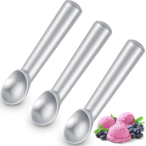 Miniatura 8 de Suclain Cuchara de helado de 3 piezas de 7 pulgadas, antiadherente, anticongelante, con mango cómodo, diseño de aleación de aluminio, cuchara