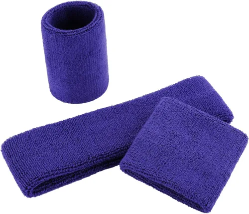 Miniatura 130 de ONUPGO - Conjunto de diadema y muñequeras deportivas para el sudor, hechas de algodón con bucles, muñequeras, contra humedad