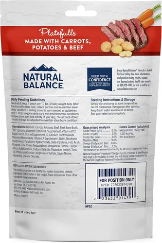 Miniatura 3 de Natural Balance Platefulls Homestyle - Alimento húmedo para perros adultos, sin granos, receta de zanahoria, papa y carne de res, cocida en caldo