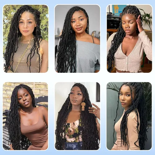 Miniatura 6 de Cabello de Ganchillo de Locs Falsos de 22 Pulgadas, 7 Paquetes de Locs Suaves de Ganchillo, Trenzas de Ganchillo Pre-Enrollados, Locs de Ganchillo 1b