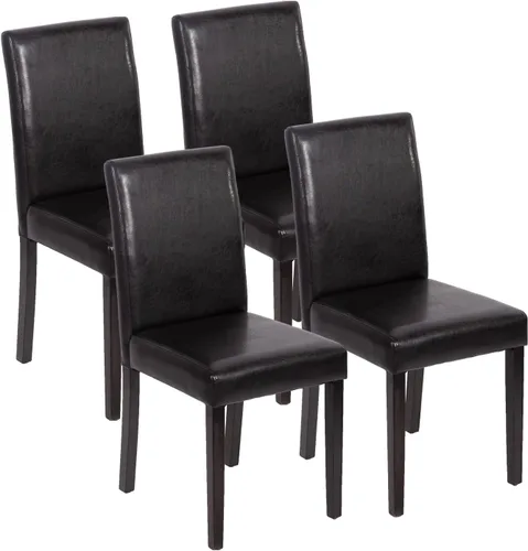 Miniatura 10 de Sillas de comedor de estilo urbano, de piel y con patas de madera maciza, 76.2 cm, 4