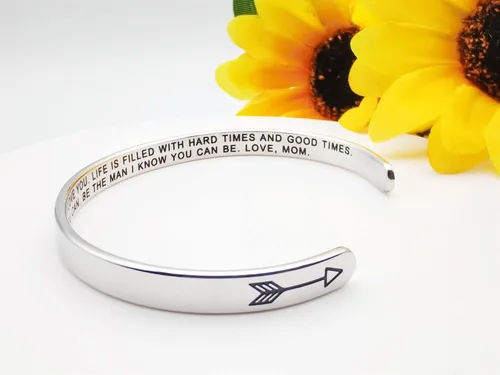 Miniatura 361 de Pulseras inspiradoras para mujer, joyería de acero inoxidable, con refranes, pulsera motivacional con mensaje oculto, pulseras grabadas para mejor