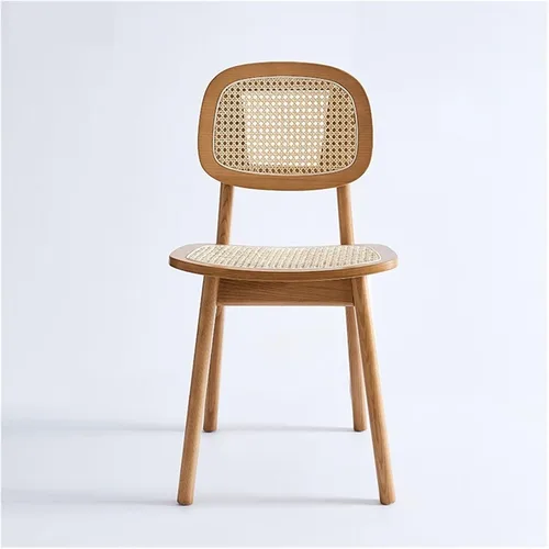 Miniatura 9 de sillas de comedor Silla de comedor de madera maciza para el hogar Simple Rattan Respaldo Taburete Hotel Maquillaje de madera Cocina moderna