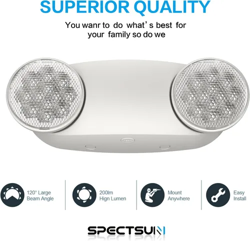 Miniatura 4 de Paquete de 6 luces de emergencia para negocios, con batería de respaldo, cable duro, certificado UL 924, CA 120/277V, iluminación de emergencia LED