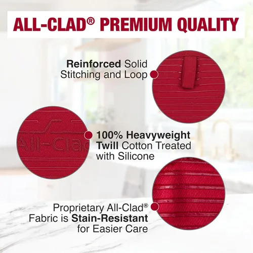 Miniatura 5 de All Clad Textiles Agarradera de ollas de silicona y sarga 100 % de algodón pesado Chili