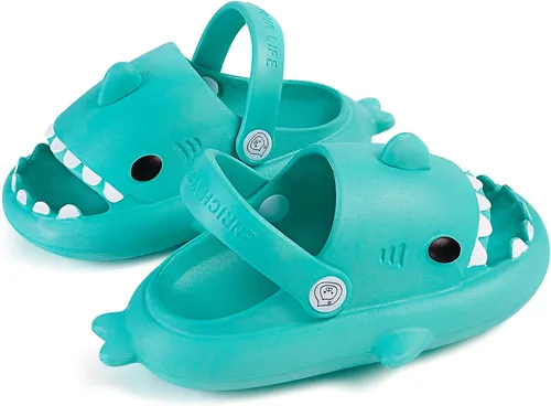 Miniatura 4 de Sandalias de tiburón para niños y niñas, pantuflas de ducha con forma de nube, bonitas sandalias de punta abierta con dibujos animados, suela