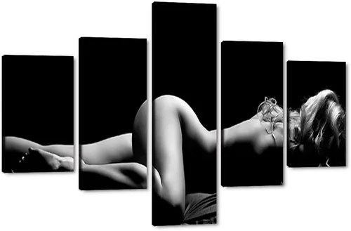Miniatura 7 de Lienzo extra grande sexy chica desnuda durmiendo en la cama, arte de pared con marco de madera sexy para mujeres desnudas, obras de arte, arte