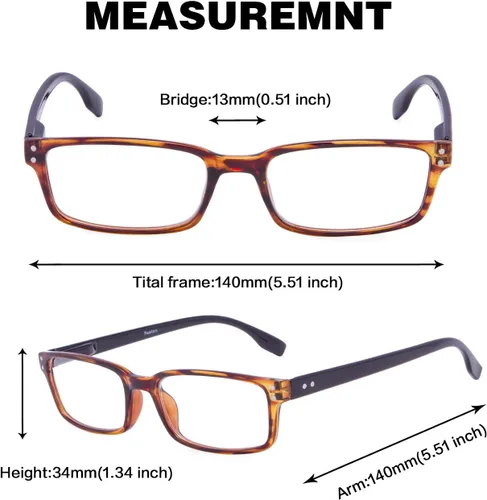 Miniatura 7 de GUD 4 pares de anteojos de lectura de estilo clásico, cómodos anteojos para lectura para mujeres y hombres (2 negros + 2 DEMI, 0.50)