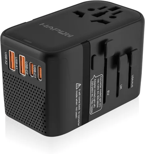 Miniatura 13 de HAPOW Adaptador de Viaje Universal, Adaptador de Corriente Internacional PD20W, 2 USB-C y 2 USB-A Cargador de Viaje de Carga Rápida, Adaptador