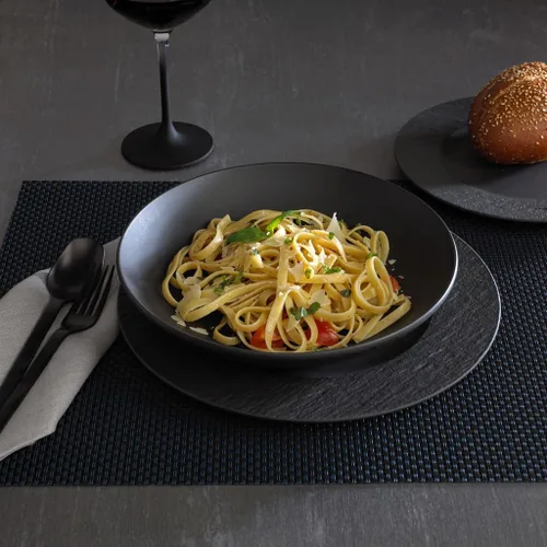 Miniatura 7 de Villeroy & Boch Manufacture Rock - Juego de vajilla de 12 piezas, servicio para 4, platos llanos, platos de ensalada y cuencos para pasta, porcelana