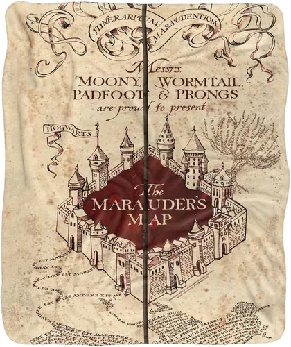Miniatura 2 de Manta de Harry Potter, 50 x 60 pulgadas, manta de sherpa de tacto sedoso con parte trasera súper suave de Marauder's Map Mapa de Hp Marauder
