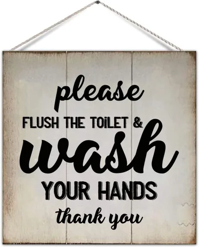 Miniatura 11 de Funny Bathroom Pallet Sign Plaque Wash Up Butter Cup Rural Wood Family Sign Board Country Bathroom Wall Hanging Decor for Toilet Restroom Bathroom
