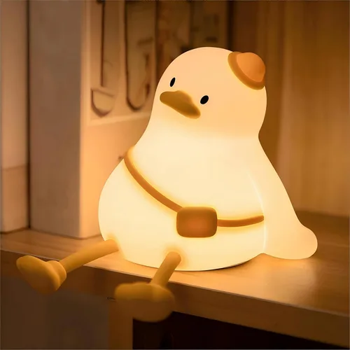Luz nocturna de pato para niños, regulable al tacto, recargable portátil y esponjosa, luz nocturna LED de silicona, regalo kawaii, guardería,
