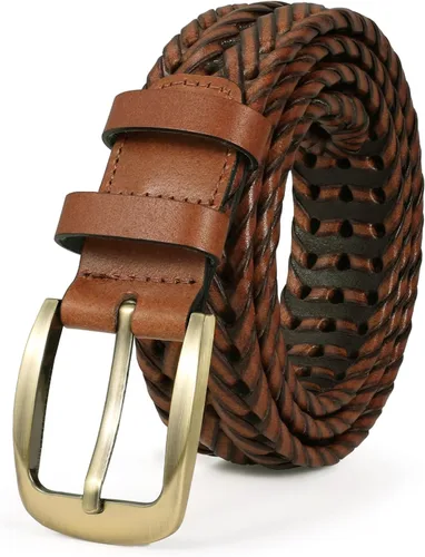 Cinturón de cuero trenzado para hombre, jeans casuales, golf, hebilla de aleación tejida de cuero para hombre, cinturones trenzados a mano, regalo